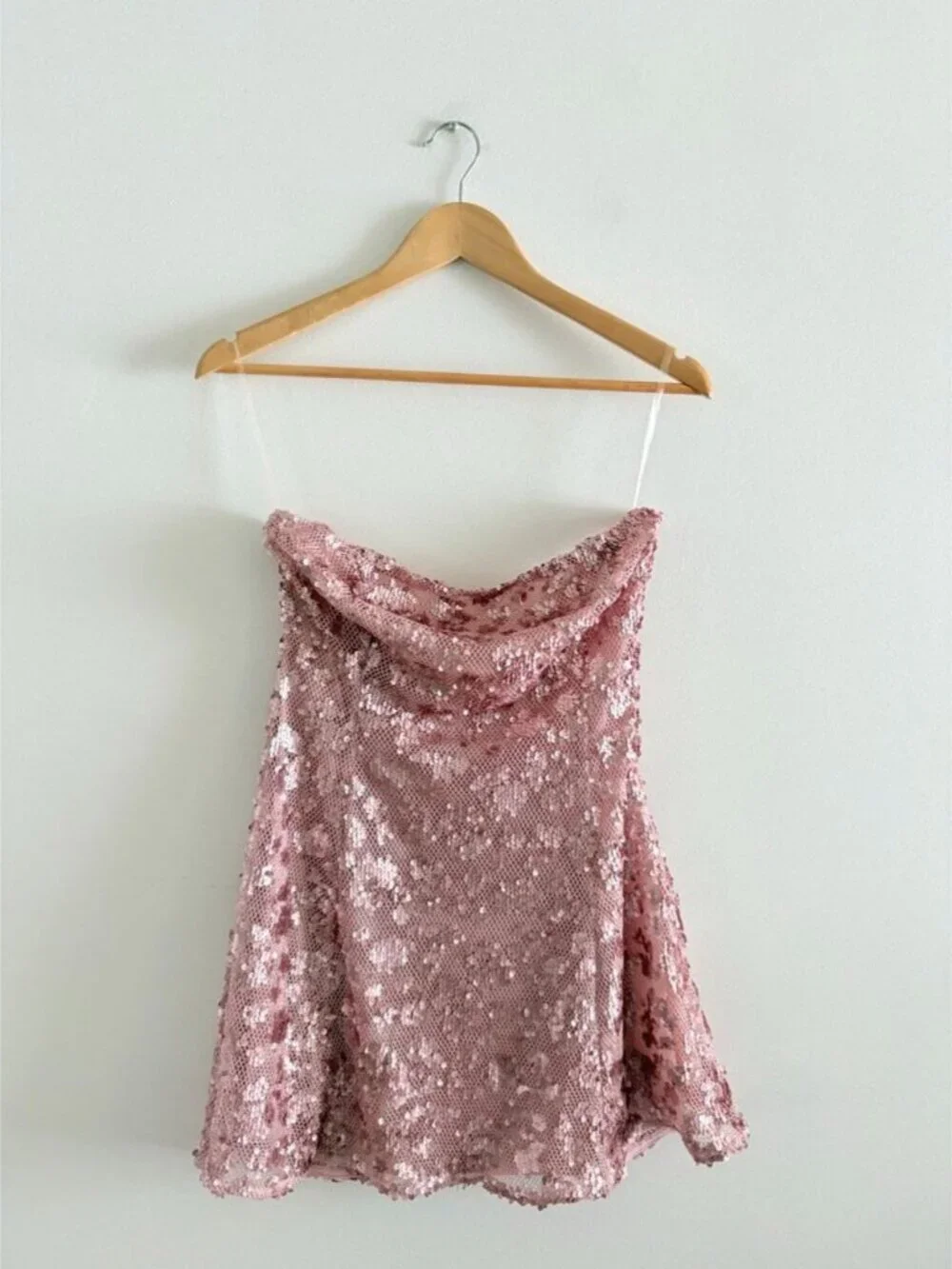 Meshki Everleigh Strapless Sequin Mini Dress NWT Rose Pink Size Large - Picture 6 of 11